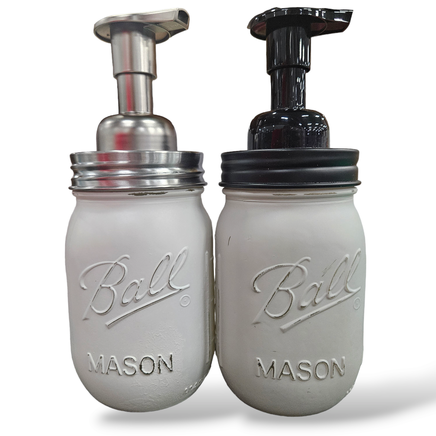 Mason Jar Foaming Liquid Soap Dispenser, Chalk Paint Mason Jar Foaming Liquid Soap Dispenser Jax Soap Company