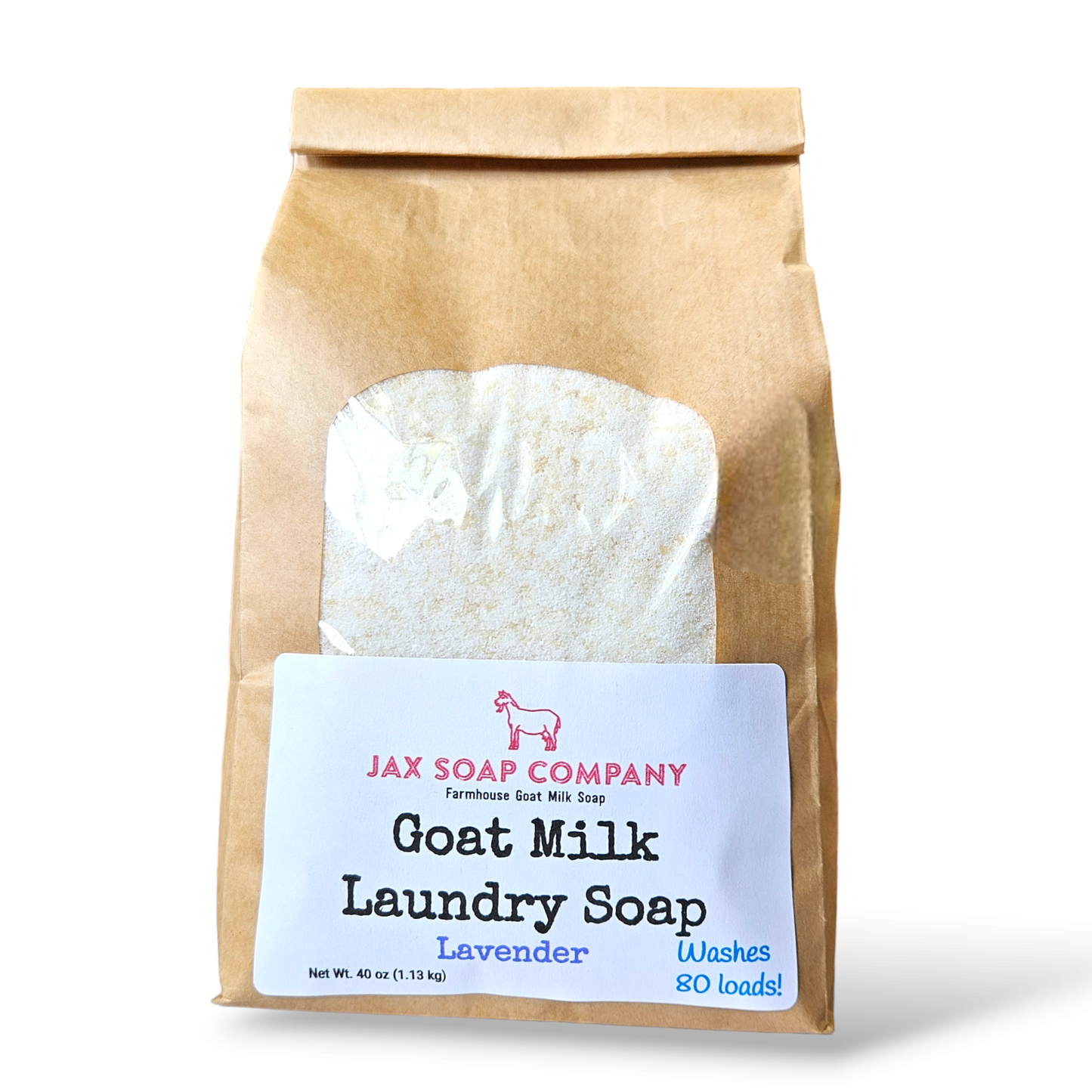 Goat Milk Laundry Soap Refill, 80 loads Jax Soap Company Lavender With 1 tablespoon scoop