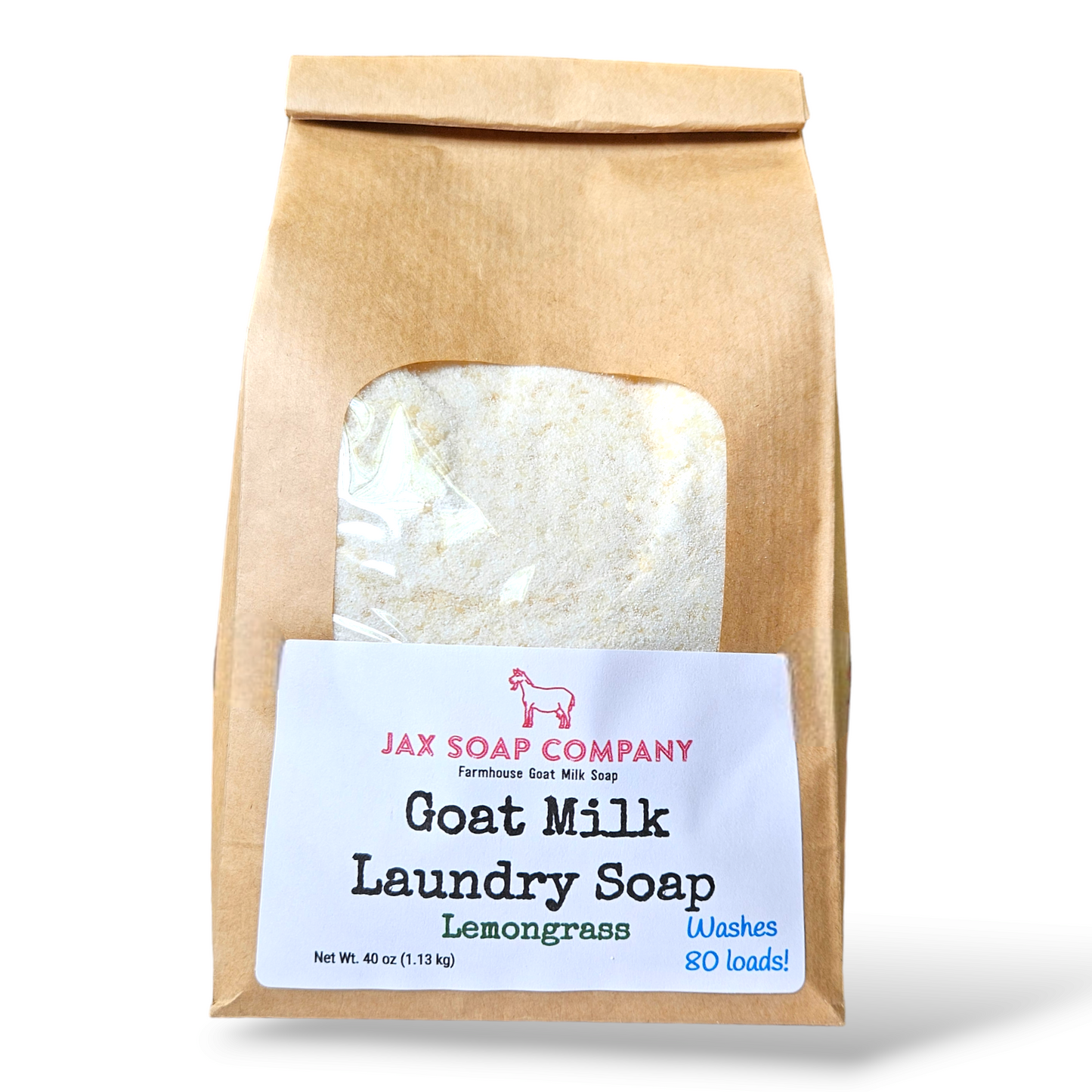 Goat Milk Laundry Soap Refill, 80 loads Jax Soap Company Lemongrass With 1 tablespoon scoop