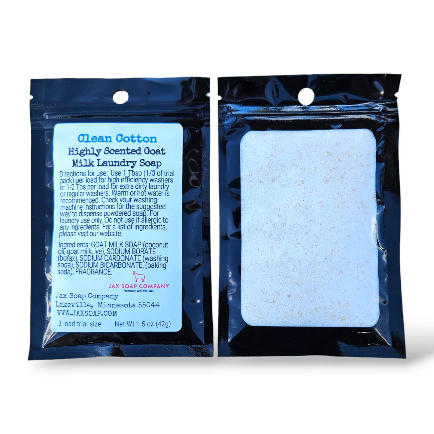 Goat Milk Laundry Soap, Trial Size Jax Soap Company Clean Cotton