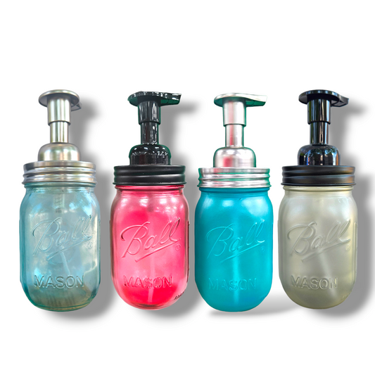 Mason Jar Foaming Liquid Soap Dispenser, Transparent Mason Jar Foaming Dispenser Jax Soap Company