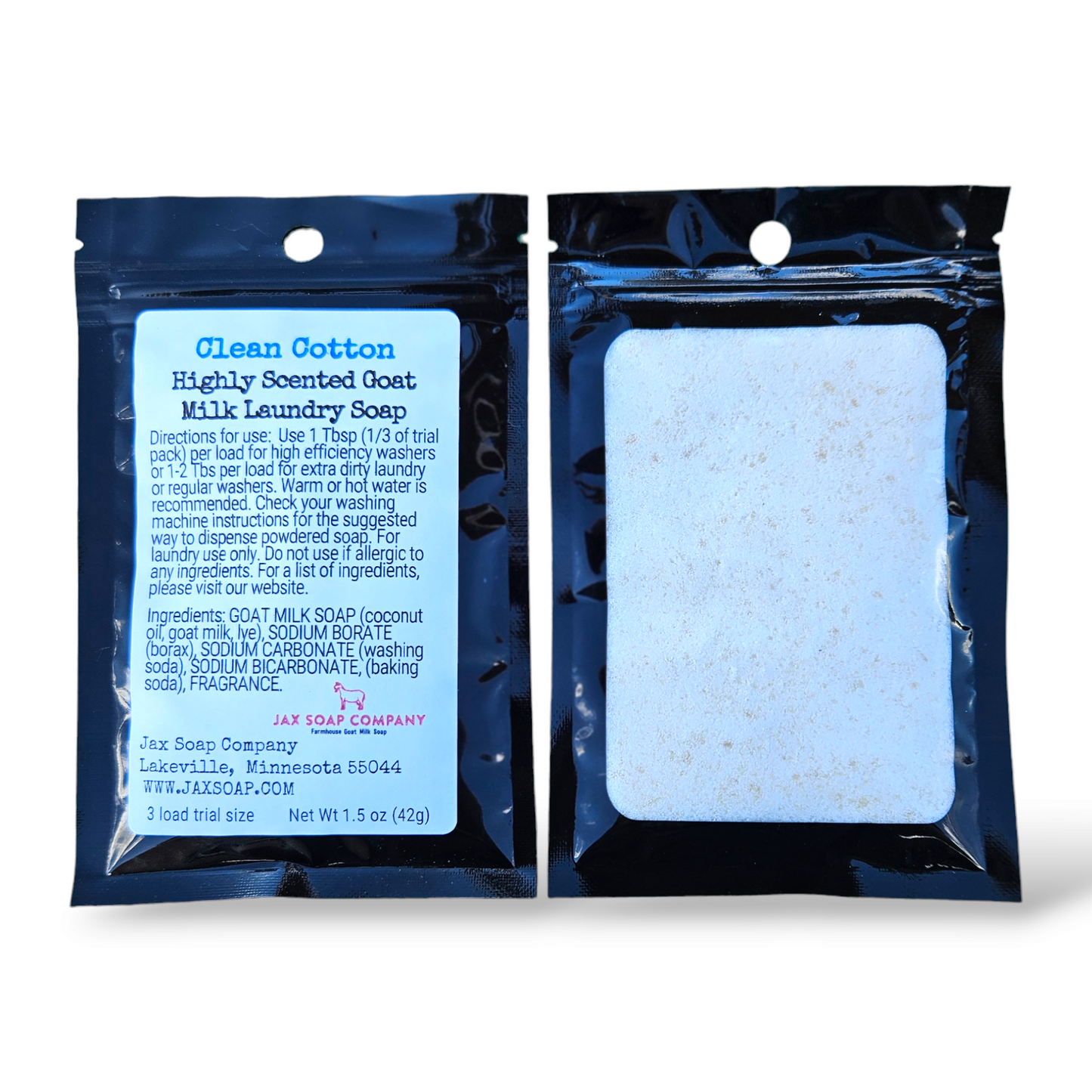 Goat Milk Laundry Soap, Trial Size  Jax Soap Company Clean Cotton  